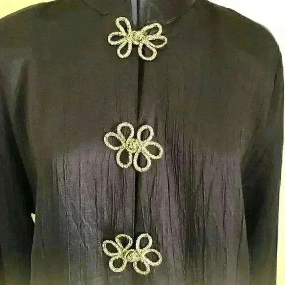 VTG ACW DESIGN Black Asian inspired tunic with frog clasps Long Sleeve Large - Picture 2 of 5